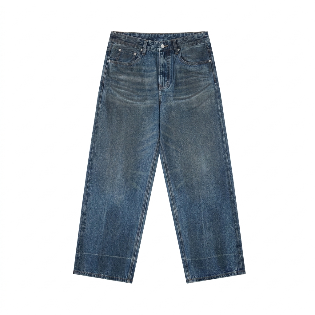 Custom Vintage Wash Baggy Denim Jeans — Pants