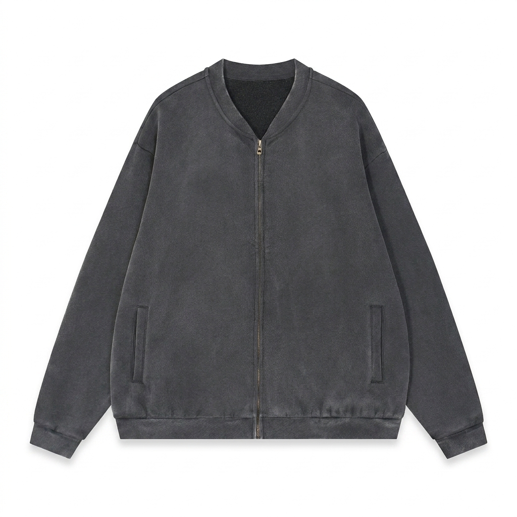Custom Vintage Washed Fleece Baseball Jacket — Jackets