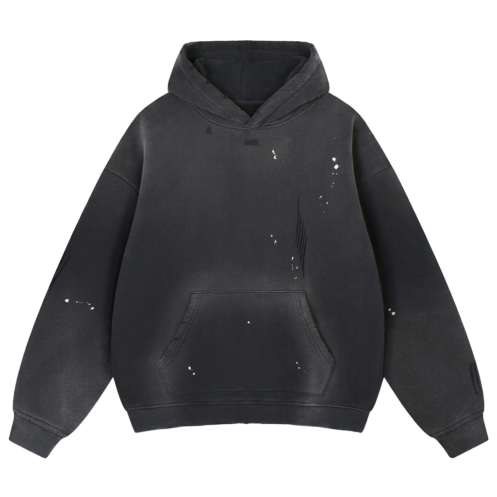 Custom Vintage Washed Frayed Fleece Hoodie — Hoodies