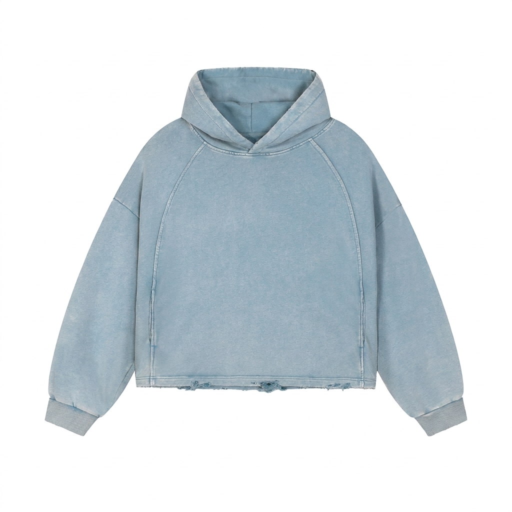 Custom Vintage Washed Frayed-Hem Hoodie — Hoodies