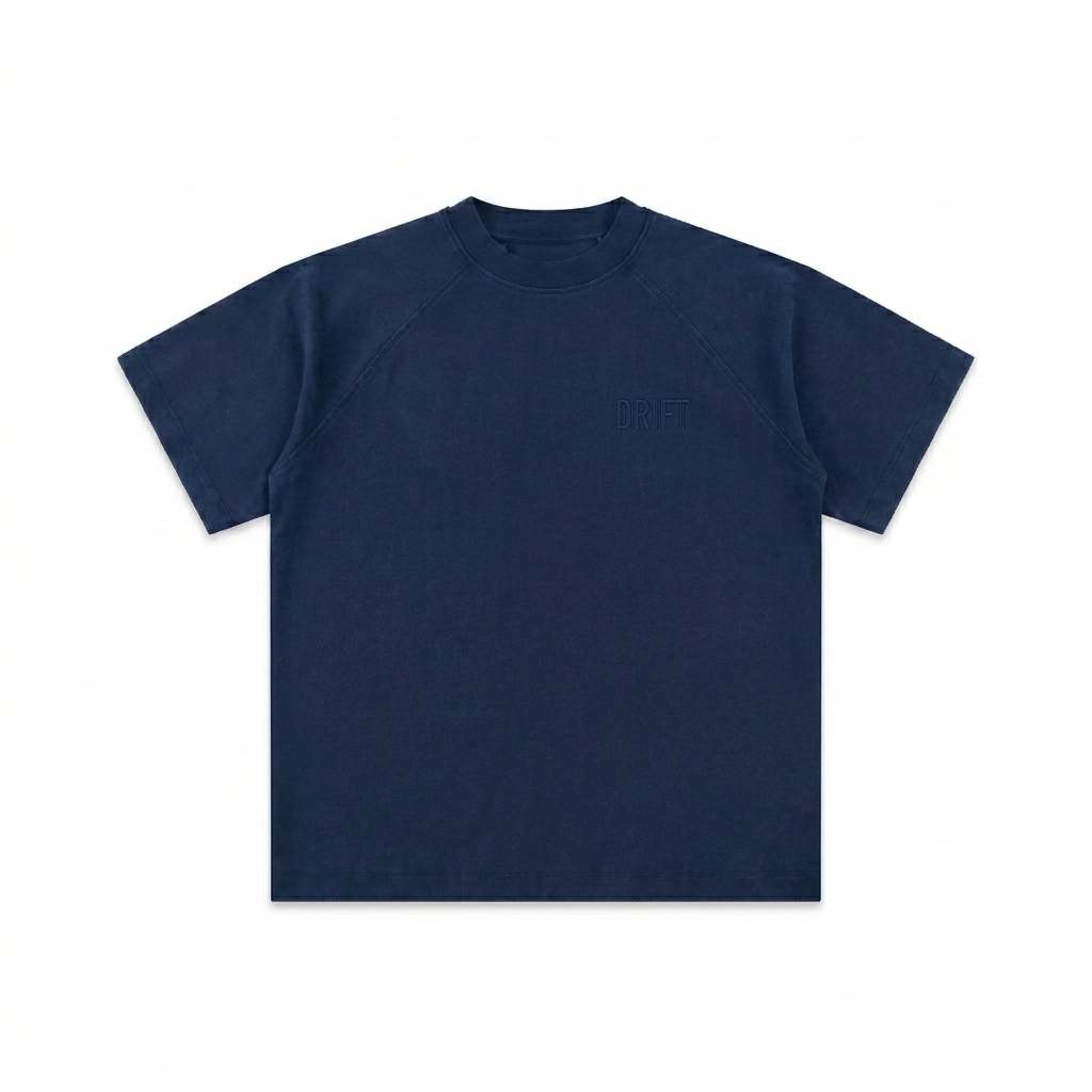 Custom Vintage Washed Raglan T-Shirt design direction 2: Minimalist Tonal Wordmark featuring the DRIFT wordmark