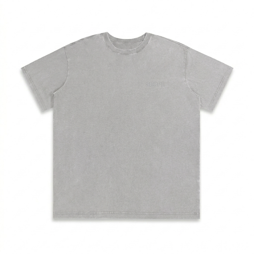 Custom Vintage Washed T-Shirt design direction 1: Tonal Minimalist Wordmark featuring the SLOPE wordmark