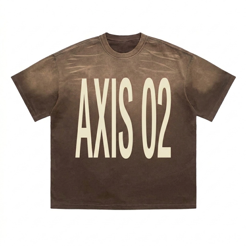 Custom Washed Tiger Stripe T-Shirt design direction 3: Distorted Typography Experiment featuring the AXIS 02 wordmark