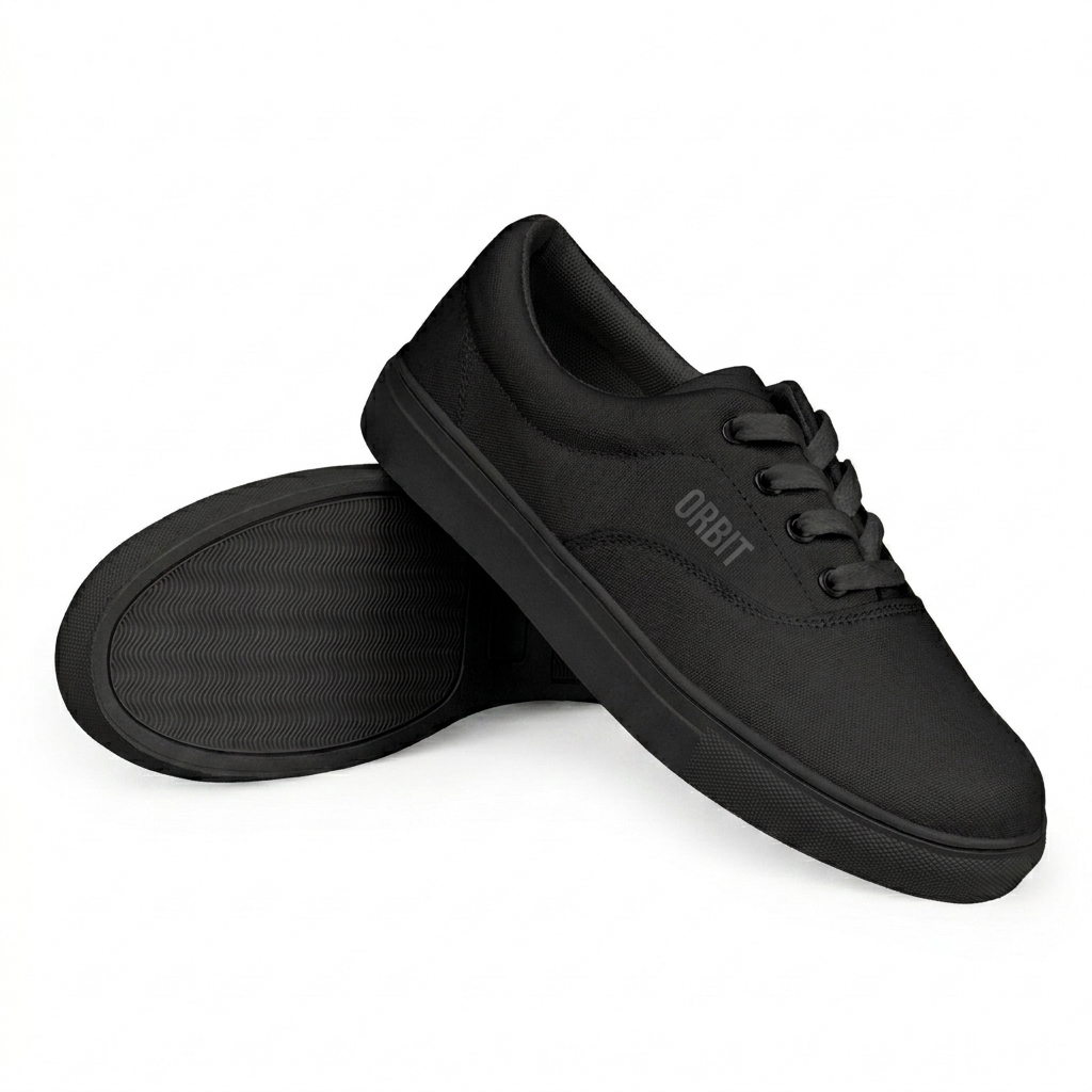 Custom Women's Canvas Lace-Up Shoes design direction 1: Minimalist Wordmark featuring the ORBIT wordmark