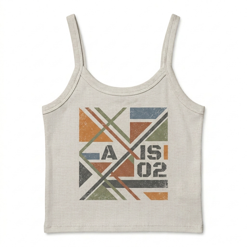 Custom Women's Micro-Rib Tank Top design direction 2: Bold Abstract Graphic featuring the AXIS 02 wordmark
