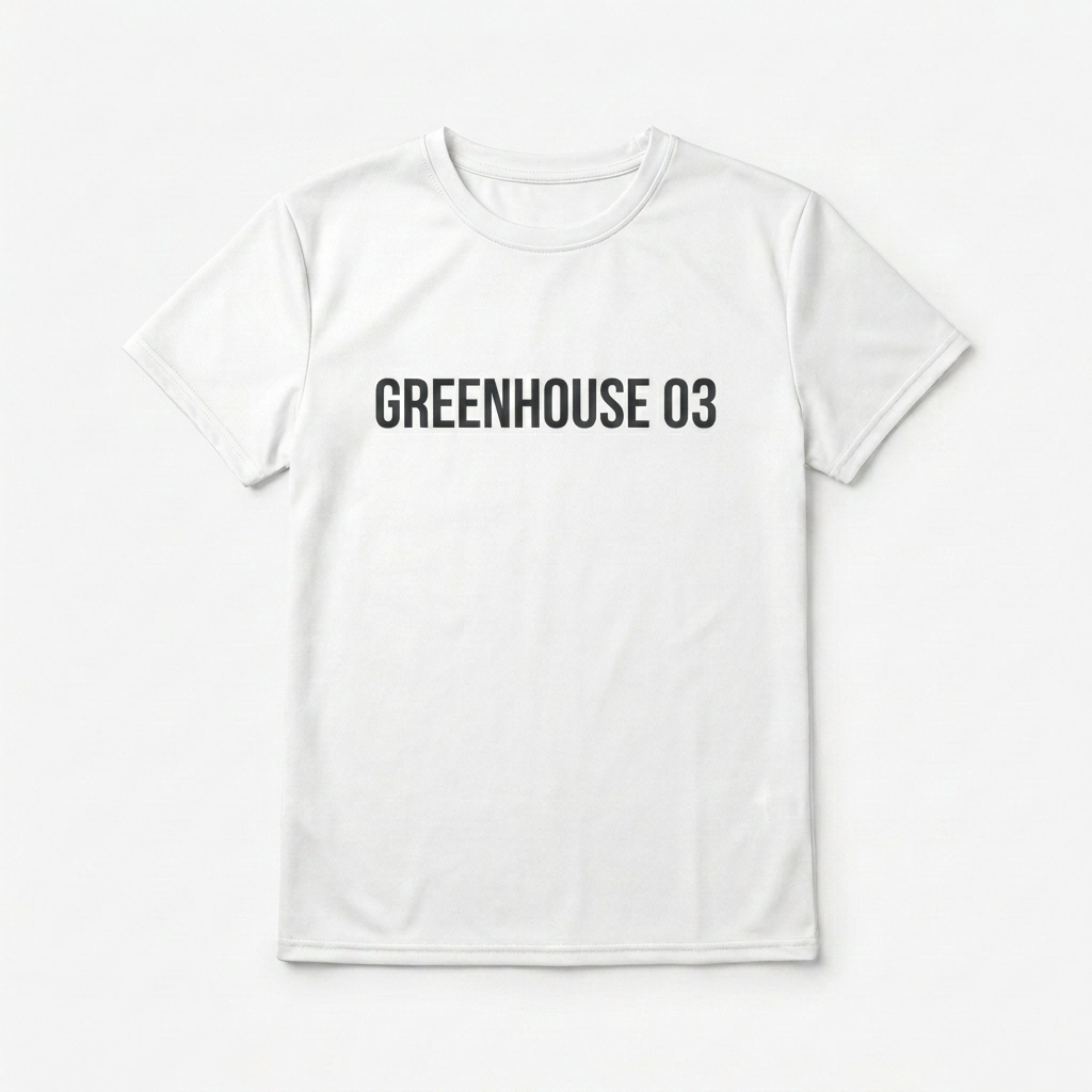 Custom Youth All-Over Print T-Shirt design direction 2: Abstract Botanical Flow featuring the GREENHOUSE 03 wordmark