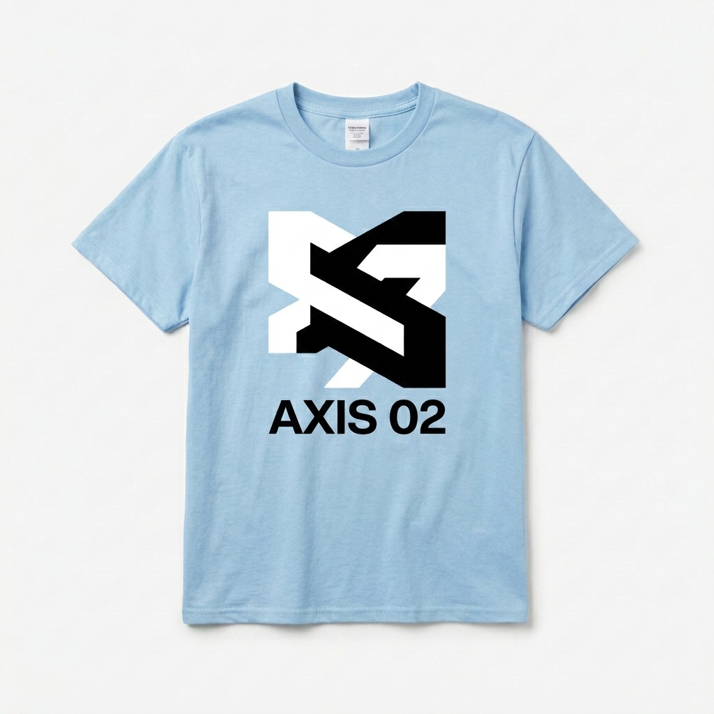 Custom Youth Classic Tee design direction 1: Abstract Geo Block featuring the AXIS 02 wordmark