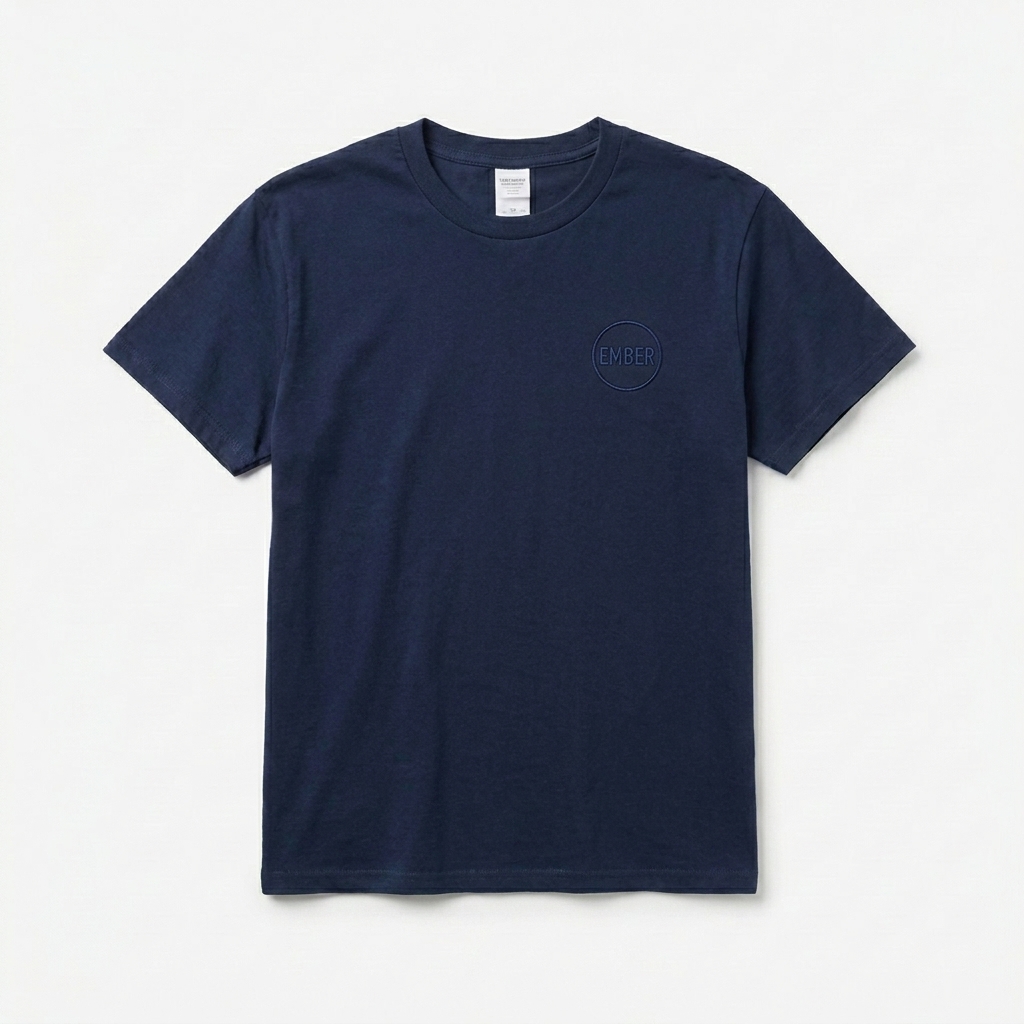 Custom Youth Classic Tee design direction 3: Tonal Minimalist Emblem featuring the EMBER wordmark