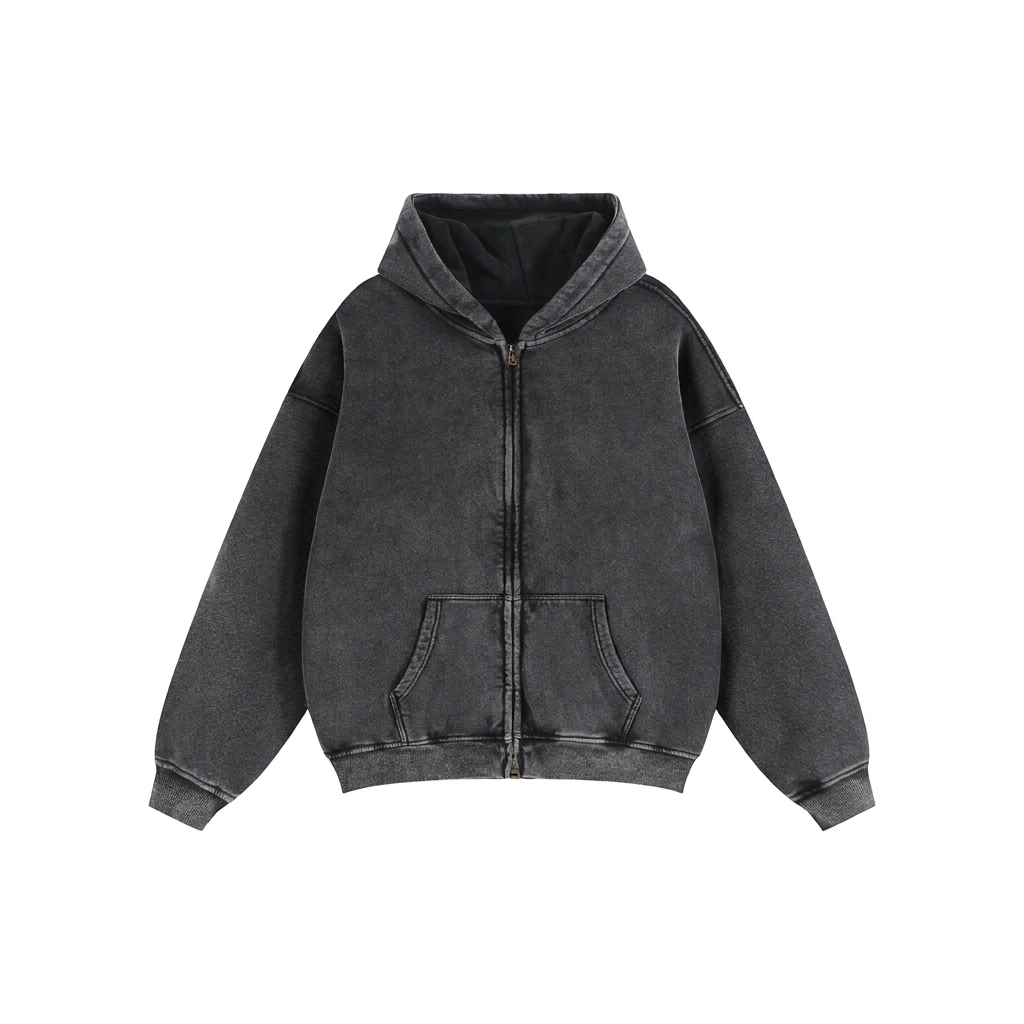 Custom Zip-Through Boxy Fleece Hoodie — Hoodies